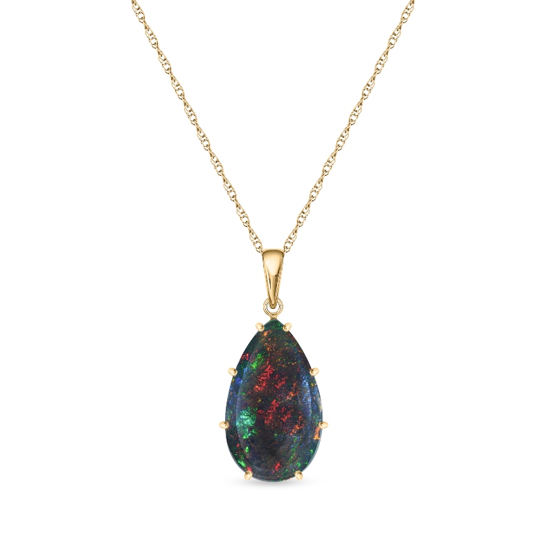 14K Yellow Gold Ethiopian Opal Necklace (8 ctw)
